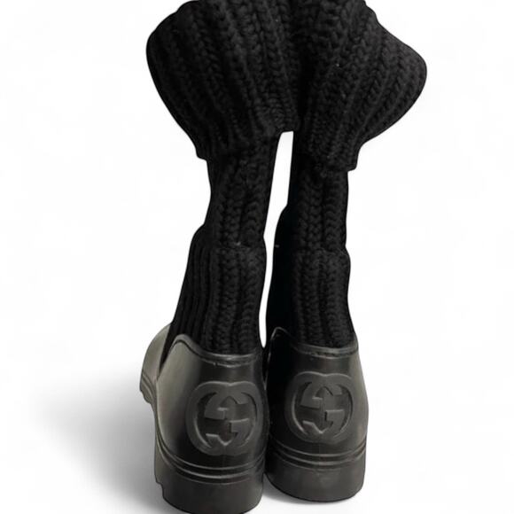 Gucci Aspen Lug Sole Wool Rubber Boots Black | Vintage 2000s - Picture 13 of 13